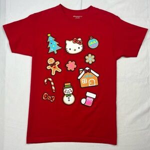Hello Kitty Sanrio Bioworld Red Christmas Gingerbread S/S T-Shirt - Small